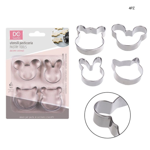 [0147742] Molde de animales 4 pcs de acero inoxidable - Utensilios de repostería