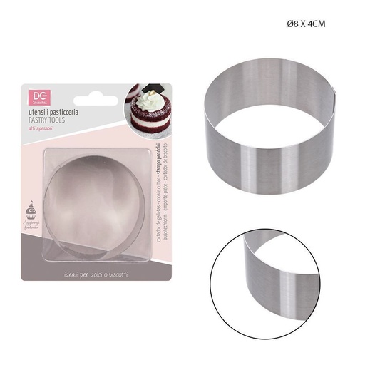 [0147749] Molde redondo de acero inoxidable 8x4 cm - Utensilios de repostería