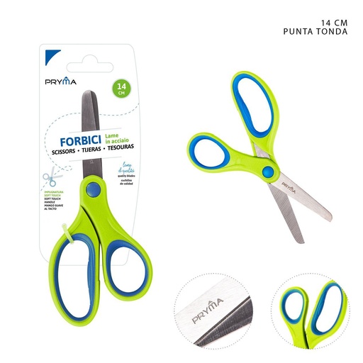 [0148252] Tijeras Soft Touch bicolor cabeza redonda 14CM - Utensilios de papelería