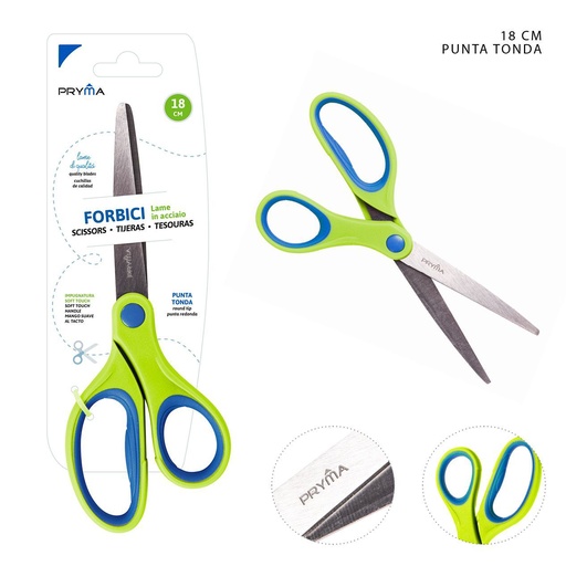 [0148254] Tijeras soft touch bicolor cabeza redonda 18cm para oficina y escuela
