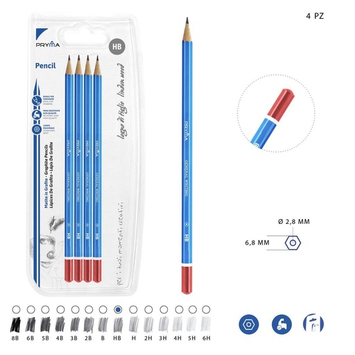 [0148699] Lápiz de grafito HB 4PZ azul - Utensilios de escritura