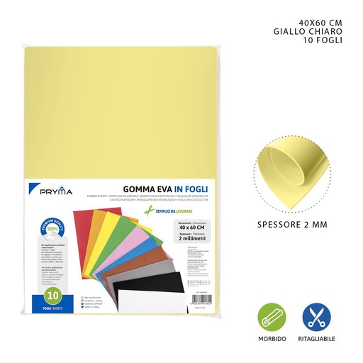 [0150194] Lámina goma EVA amarillo pálido 40x60cm 2mm - Material de manualidades