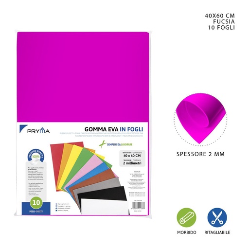 [0150196] Lámina goma EVA fucsia 40x60cm 2mm - Material de manualidades