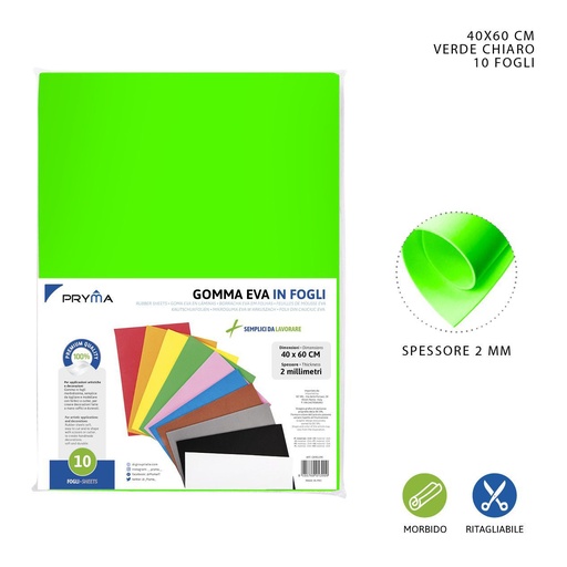 [0150198] Lámina goma EVA verde claro 40x60cm 2mm - Material de manualidades