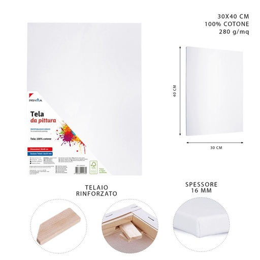 [0151240] Lienzo 30x40x1.6 cm - Materiales de bellas artes
