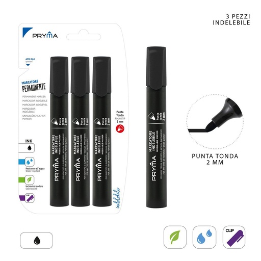 [0151307] Marcador redondo 2MM 3 piezas negro - Herramientas de escritura