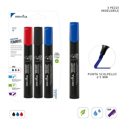 [0151363] Marcador punta biselada 2-5MM 3 piezas - Herramientas de escritura