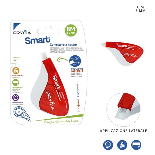 [0201587] Cinta correctora Smart 5mmx8m rojo - Artículos de corrección
