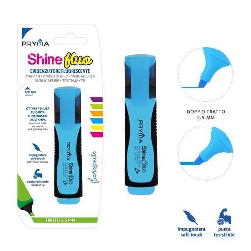 [0201595] Subrayador Fluorescente Azul Fluo Cabeza Plana 2/5mm - Marcador Resaltador