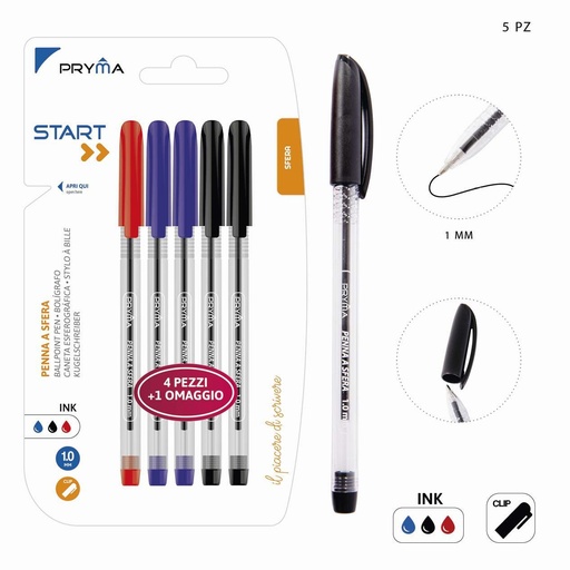 [0203293] Bolígrafo con tapa 1MM surtido (5 unidades) - Accesorios de escritura