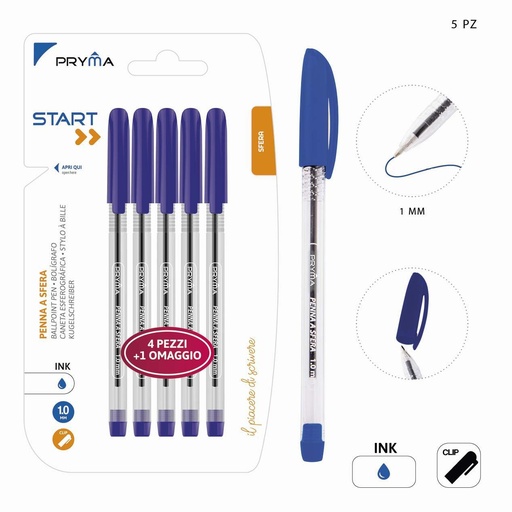 [0203295] Bolígrafo azul con tapa 1MM (5 unidades) - Accesorios de escritura