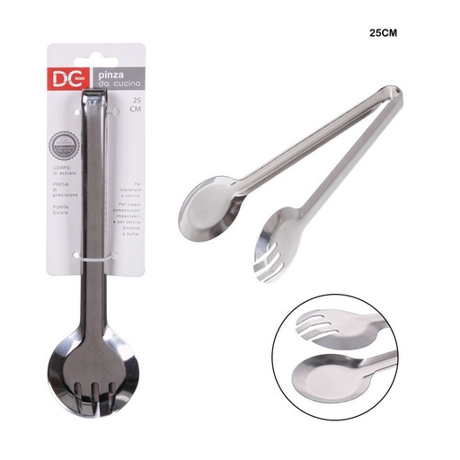 [0200384] Pinza de cocina acero inoxidable 24x3.5cm para servir alimentos