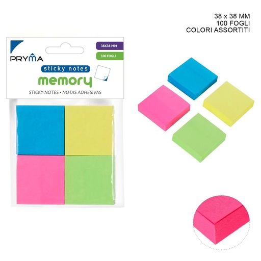 [0202540] Notas Adhesivas 38x38mm 100ff 4pz - Notas autoadhesivas