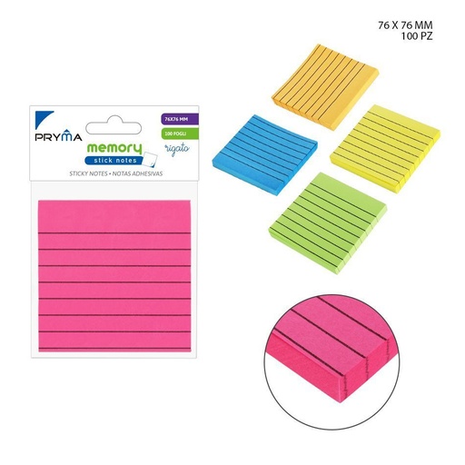 [0202541] Nota adhesiva líneas 76x76mm 100p - Material de oficina y papelería