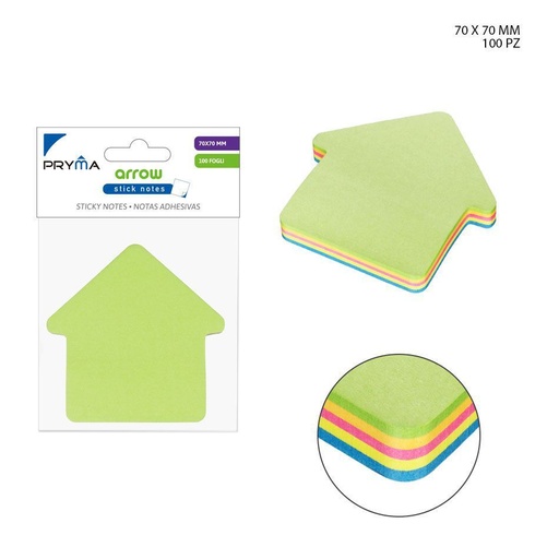 [0202543] Nota adhesiva flecha 70x70mm 100p - Material de oficina y papelería