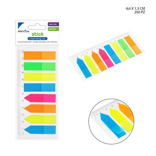 [0202549] Marcador de página 46x13mm 200pz 8 colores para oficina y estudio