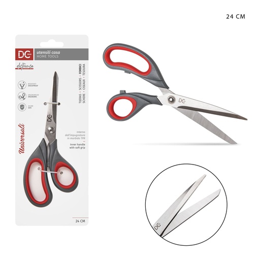 [0204901] Tijeras de uso múltiple 24 cm gris/rojo - Utensilios de cocina