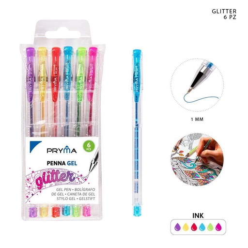 [0206333] Bolígrafo de gel colores 1MM 6PZ - Herramientas de escritura