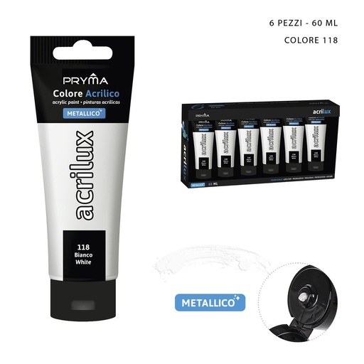 [0206961] Pintura acrílica metálica 60ml N.118 blanco perlado - Pinturas para manualidades