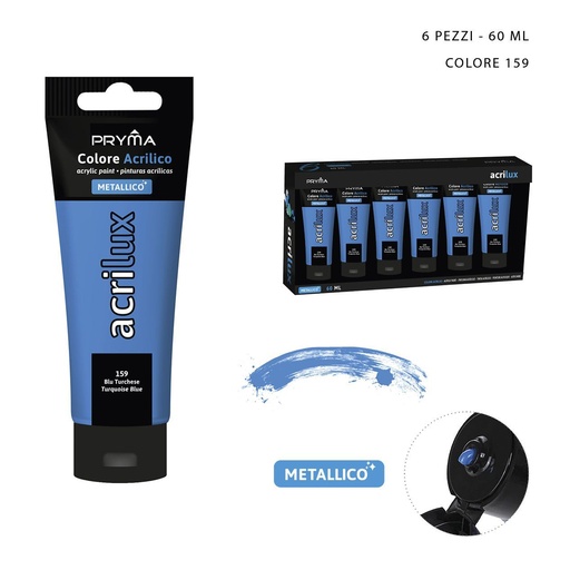 [0206967] Pintura acrílica metálica 60ml N.159 azul turquesa - Pinturas para manualidades