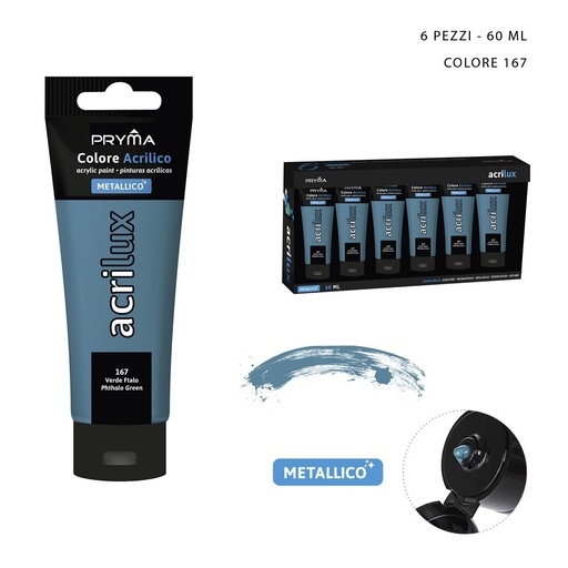 [0206968] Pintura acrílica metálica 60ml N.167 verde ftalocianina - Pinturas para manualidades