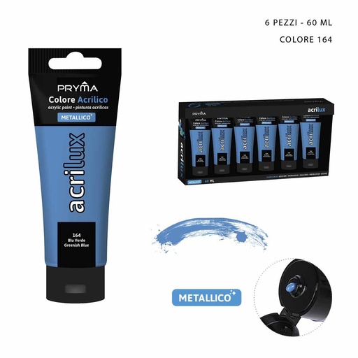 [0206969] Pintura acrílica metálica 60ml N.164 azul verde - Pinturas para manualidades