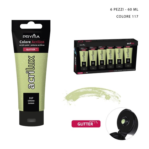 [0208063] Pintura acrílica con purpurina 60ml N.117 limón - Pinturas para manualidades