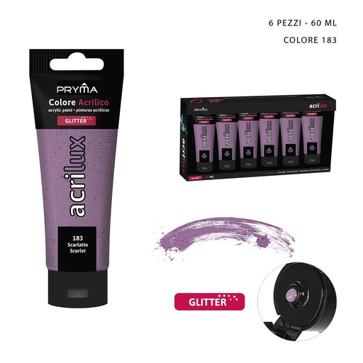 [0208068] Pintura acrílica con purpurina 60ml N.183 escarlata - Pinturas para manualidades