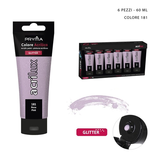 [0208070] Pintura acrílica con purpurina 60ml rosa N.181