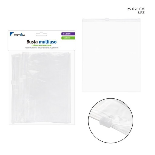 [0204599] Bolsa multiuso con cierre deslizante 25X20CM 8PZ - Accesorios de almacenamiento