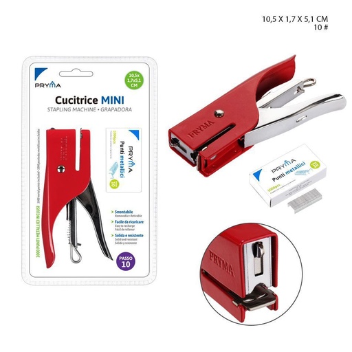 [0205279] Grampadora mini roja 10.5x1.7x5.1 cm - Suministros de oficina