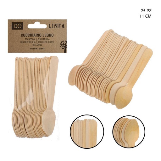 [0206389] Cucharitas de madera 11x2cm 25pz - Accesorios de cocina y cucharitas desechables
