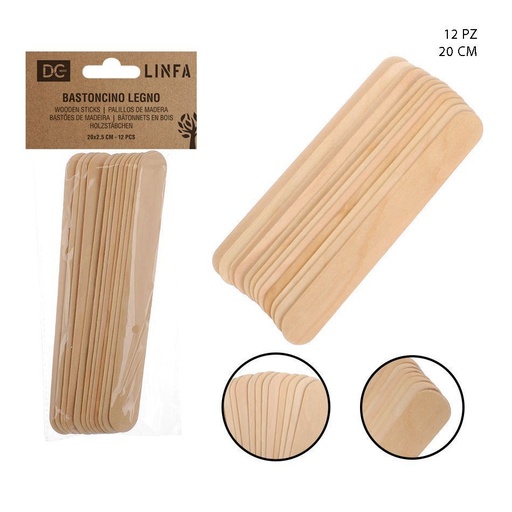 [0206407] Palillos de madera 20x2.5cm 12pcs para cocina