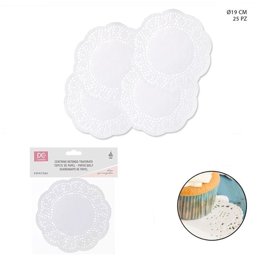 [0207929] Blonda de papel redonda 19cm 25pz blanca para repostería