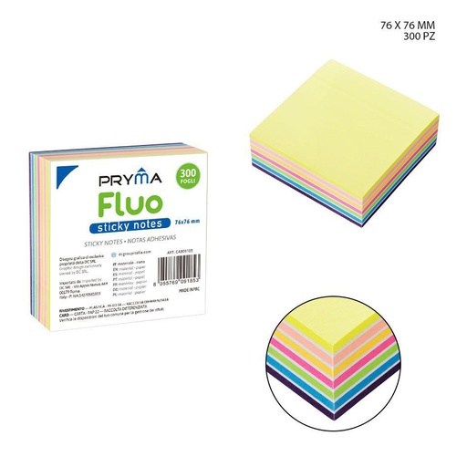 [0208231] Nota adhesiva 76x76mm 300ff fluorescente