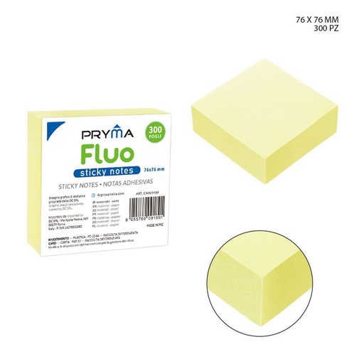 [0208235] Nota adhesiva 76x76mm 300pzs color amarillo fluorescente - Papelería y organización