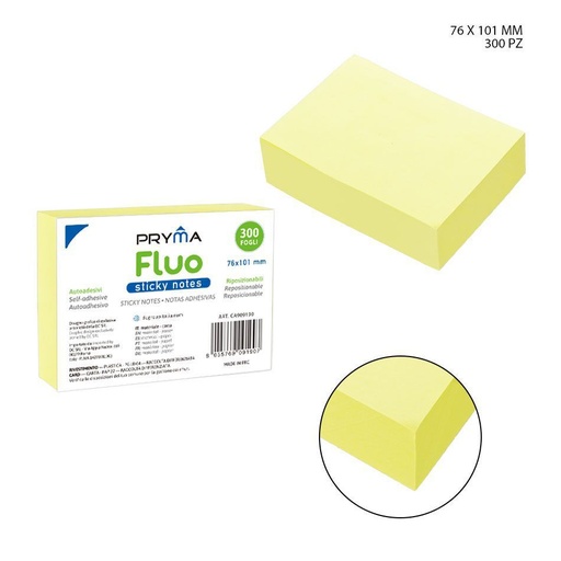 [0208236] Nota adhesiva de 76X101mm 300ff amarilla fluorescente - Material de oficina