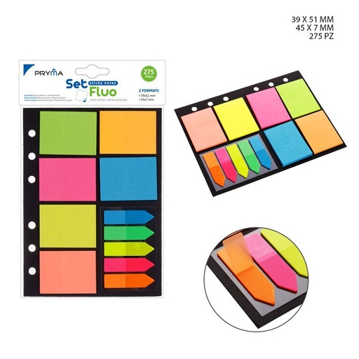[0208243] Nota adhesiva multiforme 275 unidades color fluorescente - Post-it y marcadores