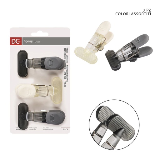 [0208172] Clips de cierra bolsas con imán 5.4 cm 3 pz - Accesorios de cocina