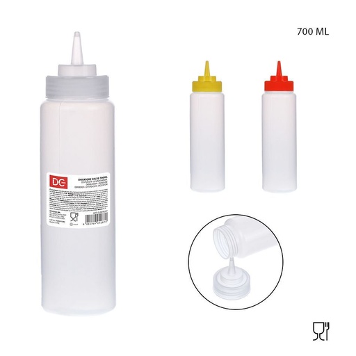 [0208303] Botella de plástico para salsa 25x6.7 cm 700 ml - Envase para salsas
