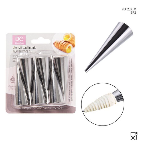 [0208818] Moldes de acero inoxidable para rollos de 9x2.5cm 6 piezas - Utensilios de repostería