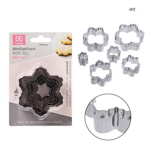 [0208836] Set moldes flores de plástico 3.2-7x2.6cm 6pz para repostería