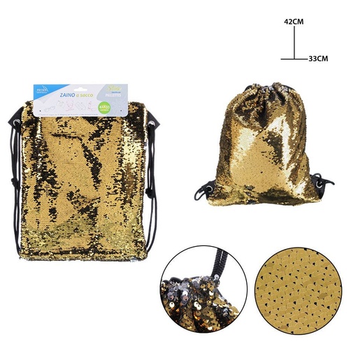 [0209216] Bolsa con cordón de lentejuelas 42x33cm - Estuches y mochilas