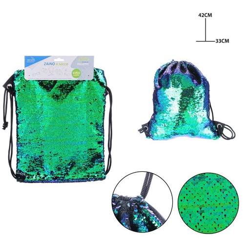 [0209217] Bolsa con cordón de lentejuelas 42x33cm - Estuches y mochilas