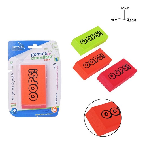 [0209562] Goma de borrar 9x4.9x1.4cm para uso escolar y oficina