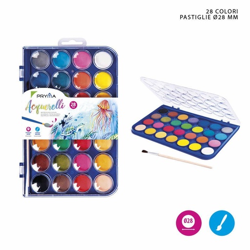 [0208137] Acuarelas 28 colores + pincel - Material artístico
