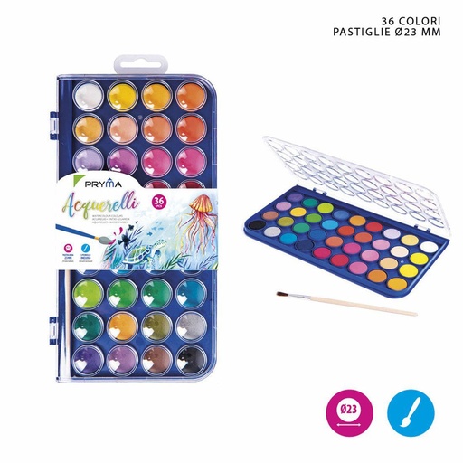 [0208139] Acuarelas 36 colores con pincel para artistas y estudiantes