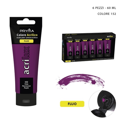 [0208090] Pintura acrílica fluorescente 60ml N.152 morado para arte