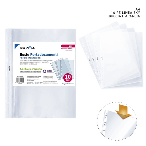 [0208112] Fundas multitaladro serie Sky A4 10 PZ - Suministros de oficina