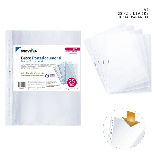 [0208114] Fundas de piel multitaladro serie SKY A4 25 pzs - Material de oficina